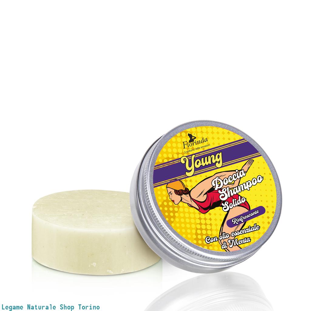 Doccia Shampoo solido 2 in 1 Florinda Young Nuoto con olio essenziale di menta 70gr