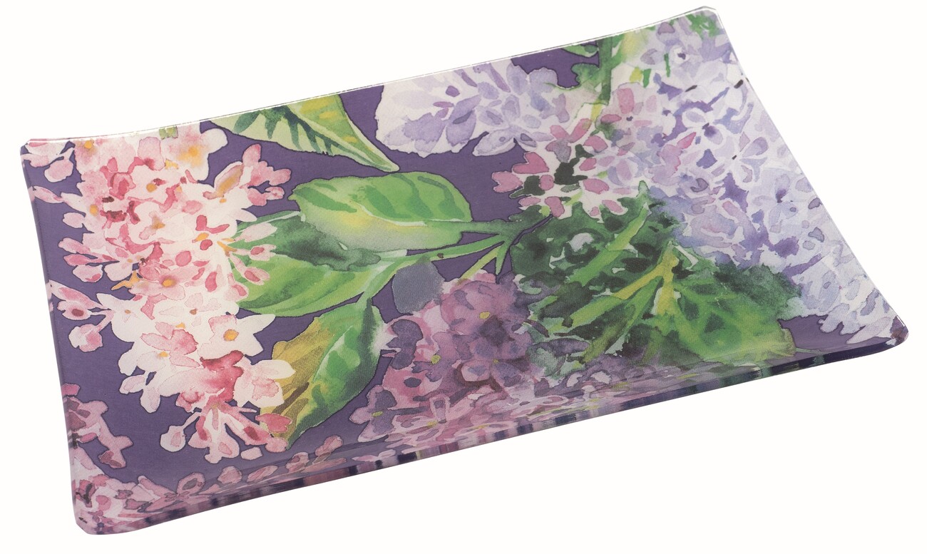 PORTASAPONE LILAS Vetro decorato 10x14,5 cm