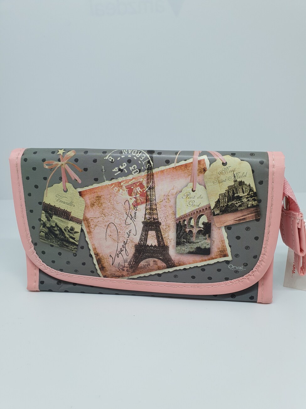 Pochette con specchietto fantasia voyage en france Orval